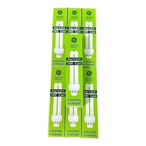 Lot Of 7 GE CFL Light Bulb General Electric Biax T/E ECO 18w 4 pin